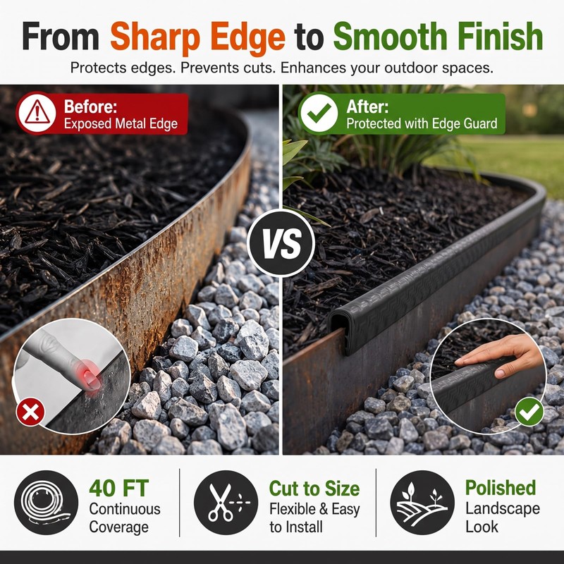 Innconee 40ft Landscape Edging Guard Protective Safety Trim for Steel