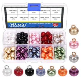 Glarks 120pcs 10mm Half Domed Pearl Buttons, 10 Colors Resin Pearl Buttons with Metal Shank, Mushroom Half Round Buttons, Metal Circle Hook Buttons for DIY Sewing Clothing Dress Sweater Crafts