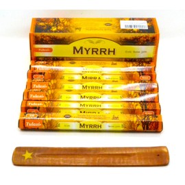 120 Räucherstäbchen (Myrrh) Myrrh Joss, 120 Räucherstäbchen mit hausgemachtem Duft von Joss Sticks, mit Aschenbecher