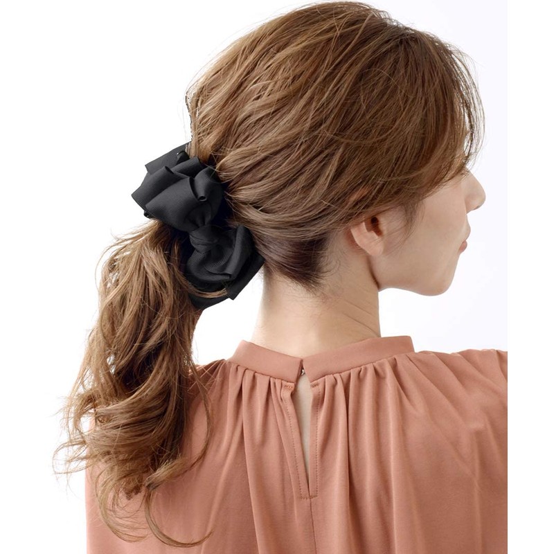 KOBE VINGTAINE H-503 Voluminous Ribbon Banana Clip, Satin, Medium, Hair