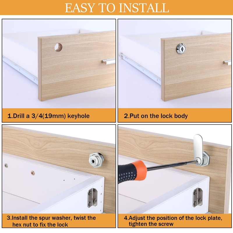 5/8 Cam Locks - 5/8 Diameter Cam Lock Keyed Alike