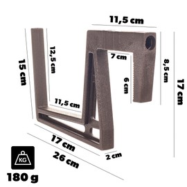 KADAX Plastic Balcony Box Holder, Flower Box Holder, No Drilling, Adjustable Hooks and Holder for Flower Box, Balcony Box Holder for Balcony (Brown, Set of 2)