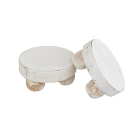 Eximious India Easter Gifts Set of 2 Wood Display Stand Home Decor Display Risers Round Pedestal Bathroom Accessory Holder Plant Holder Table Top Kitchen Multi Purpose Organiser Set