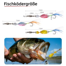 APIELE Fishing Lure Spoon Bait Luminous Rotating Fishing Lures with Feathers Sequins and Other Metallic Fishing Accessories Pack of 10 Suitable for Fishing Trout Bass Zander Pike
