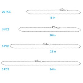 35 PCS Necklace Chains for Jewelry Making, FineGood 18” 20” 22” 24” Silver Necklace Extender Chians DIY Necklace Chains for Girls Women