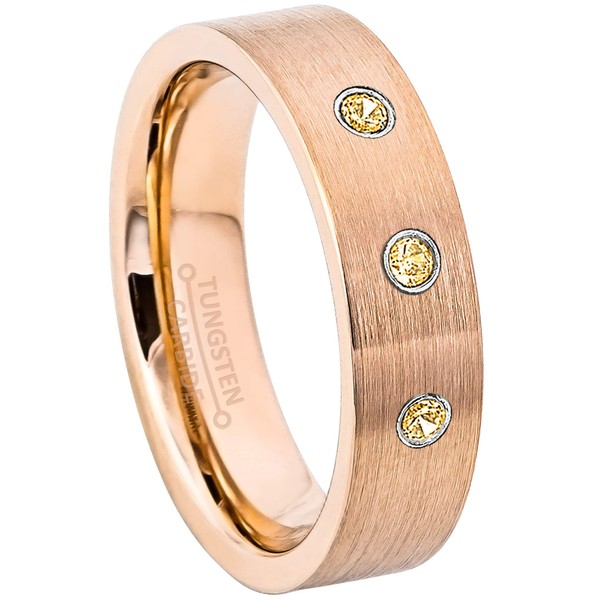 Rose Gold Pipe Cut Tungsten Carbide Unisex Wedding Band with