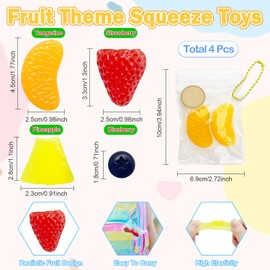 Yeefunjoy 4Pcs Obst Squishy Toys, Kawaii Squishies Mini Obst Quetschspielzeug Party Bag Filler Children's Birthday, Squishies Stress Relief Fidget Toy Schlüsselbund Easter Toy für Jungen Mädchen