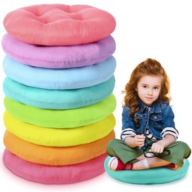 CroBlissful 8 Pcs 16 Inch Floor Cushions for Kid, Flexible Seating for Classroom Elementary, 3.15 in Thick Round Floor Pillow, Back to School Furniture for Daycare Preschool Meditation(Bright Color)