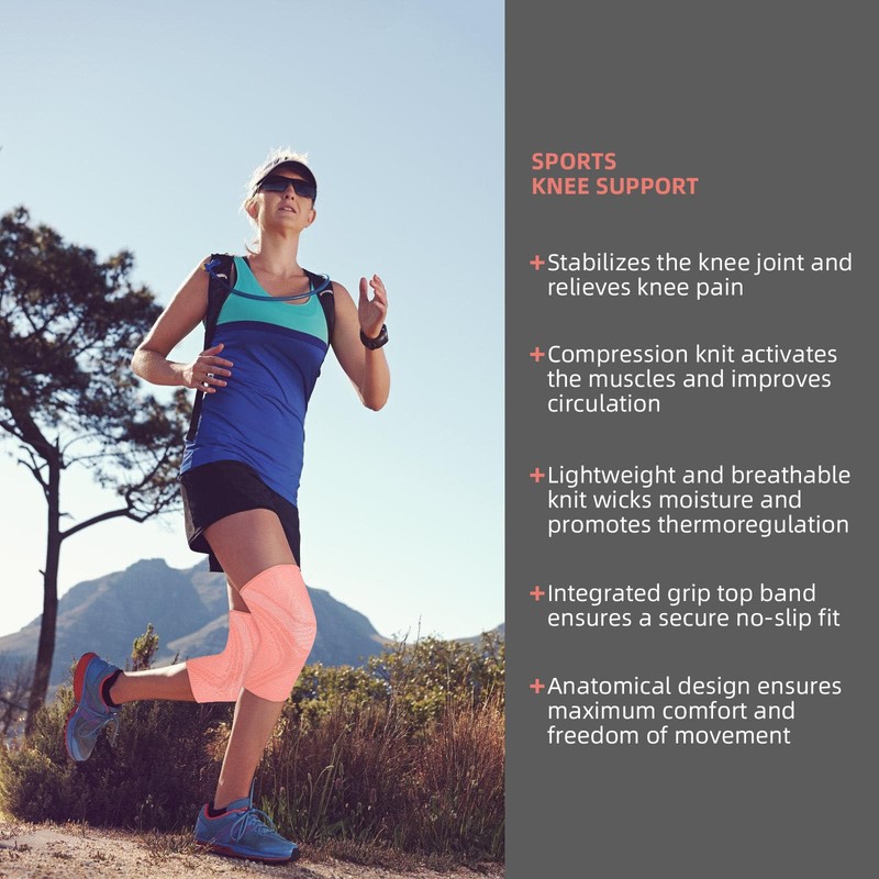 BOODPET Knee Support Sleeves (2-Pack)–Small Size for Slim Legs–Women’s Knee