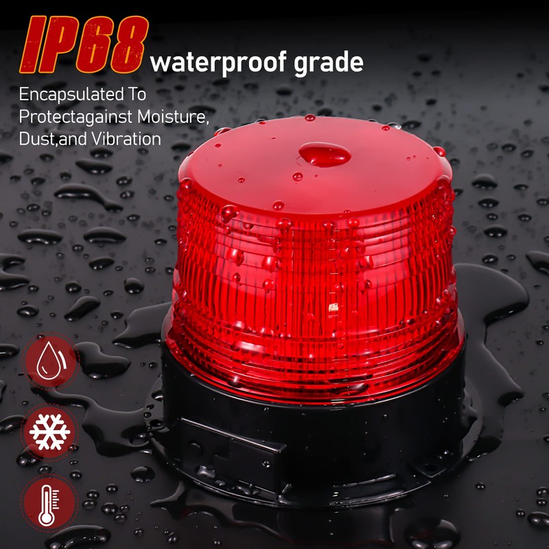 AnTom Wireless Strobe Light, Red LED Rechargeable Battery Magnet Rooftop