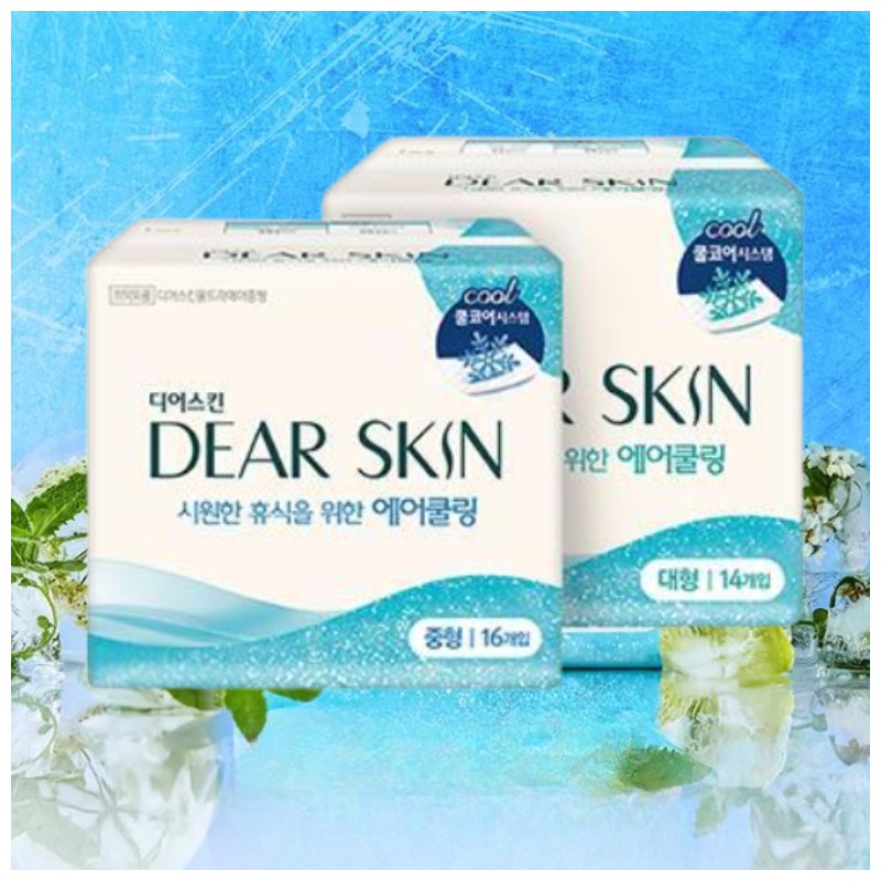 DEAR SKIN Air Cooling Sanitary Pads 2Packs [Medium/Large], Size1#$%Size2:Large 14pcs-Large