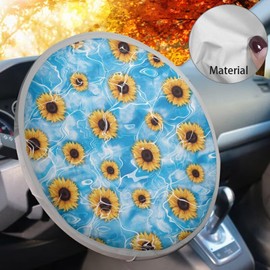 Whosucclay Sunflower Steering Wheel Sun Shade Cover Anti-Heat Waterproof Steering Wheel Sunshade Cover 17"x17" Universal Fit, UV Rays Sun Visor Protector