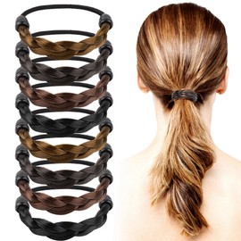 Framendino, 8 Pack Wig Braided Hair Elastic Ropes Invisible Band Ties Ponytail Holders for Women