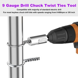Fence Wire Twist Ties Tool -9 Gauge Drill Chuck Twist Ties -High-Tensile Wire Easy Twist Tool -Twisted Fence Tool for Fixing Chain Link Fence and Loop Fences