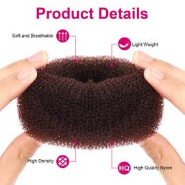 URAQT Hair Donut Bun Maker Set, 4 Pcs Ring Style Donut Bun Shaper with 30 Hair Pins, Brown Chignon Doughnut Bun Hair Accessories for Girls Kids Women DIY Chignon Hair Styles