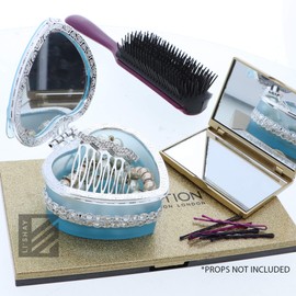 Li'Shay Glass Heart Shaped Trinket Jewelry Box with Butterfly - Blue