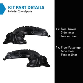 TRQ Front Inner Fender Liner Set Compatible with 2001-2004 Toyota Sequoia 2004-2006 Tundra TO1248127 TO1249127