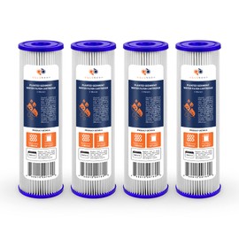 Aquaboon Whole House Water Filter Cartridge Replacement - 1 Micron Water Flter 10 x 2.5 inch - Pleated Sediment Filter for Well Water Compatible with R50, WFPFC3002, W50PE, WB-50W, WHKF-WHPL, 4-Pack