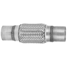 Stainless Steel Exhaust Flex Pipe, 57 x 250 mm, Double Braided Bellow, Silver, Suitable for Off-Road Vehicles