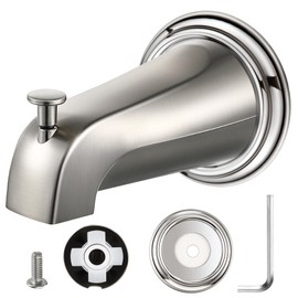 Dreyoo Tub Spout Kit Compatible with American Standard 8888026.002, Slip On Diverter Tub Spout with Metal Cover Ring and Gasket, Bathroom Bathtub Faucet Fits 1/2'' Copper Water Tube(Brushed Nickel)