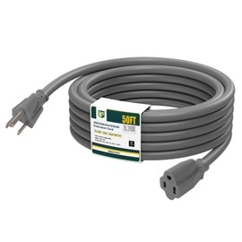 EP 50 Ft Outdoor Extension Cord - 16/3 SJTW Gray Electrical Cable with 3 Prong Grounded Plug