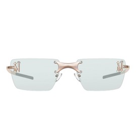 TIJN Rimless Blue Light Blocking Glasses for Women Men Colorful Lenses Trend Square Eyeglasses Bluelight Glasses for Computer/Screen Metal Frame(Grey)