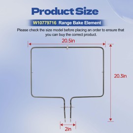 W10779716 Range Oven Bake Element Compatible with Whirlpool KitchenAid Maytag Jenn-Air Kenmore Replacement for W10289097 W10774342 4161369 AP5970727 PS11703285