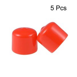 sourcing map 5pcs Rubber End Caps 25mm(1-inch) ID Vinyl Round Tube Bolt Cap Cover Thread Protectors Red