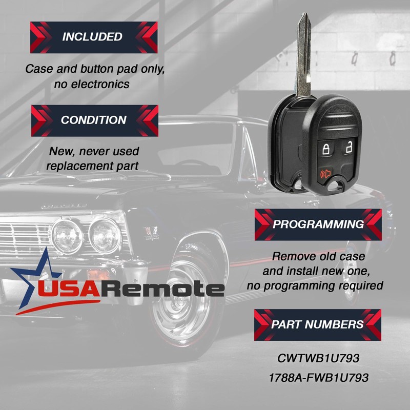 Key Fob Keyless Entry Remote Shell Case & Pad fits