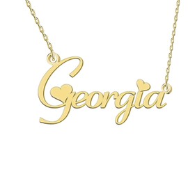 GR35Z9 Georgia Name Necklace Love Heart Pendant Necklace Dainty Stainless Steel Jewelry for Women