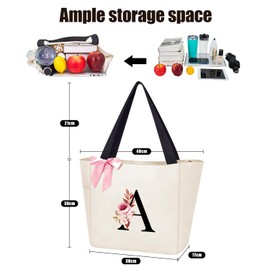 Vavabox Women's A-Z Zip Shoulder Bag, Gifts for Women, Brides and Bridesmaids, Work, Travel, Shopping, School, beige, A