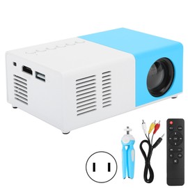 J9 Mini Portable Projector LED Home Theater Video Media Player Projector with Rack 100‑240V White Blue US Plug