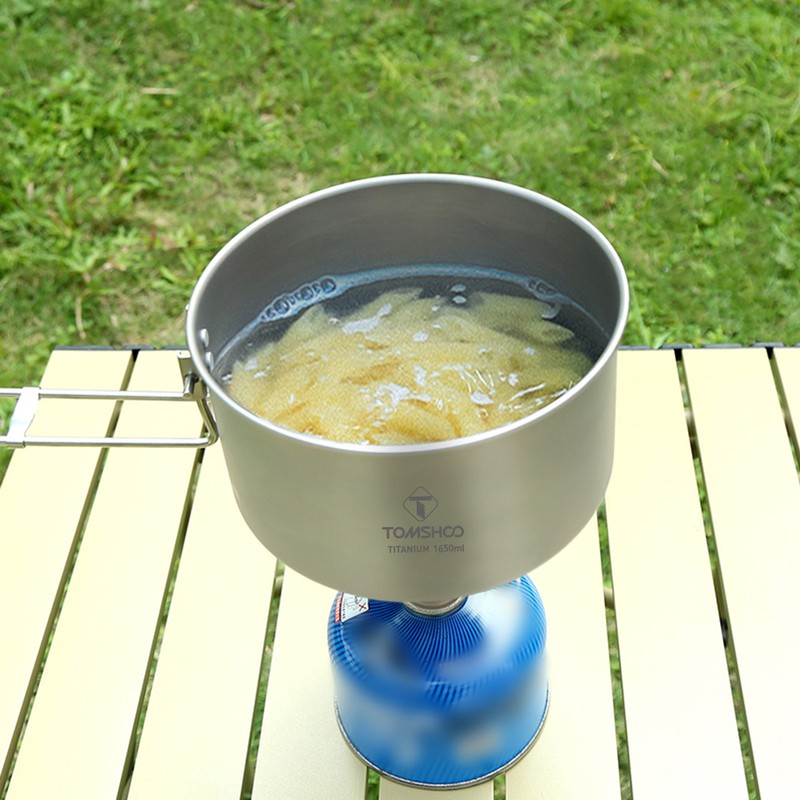 TOMSHOO Titanium Cookware Set Camping Pot and Pan for Backpacking