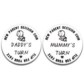 New Parent Decision Coin Baby Gifts for Dad Mom Pregnancy Birthday Gifts for First Time New Daddy Mommy to Be Women Men Double-Sided Christmas Birthday Gift