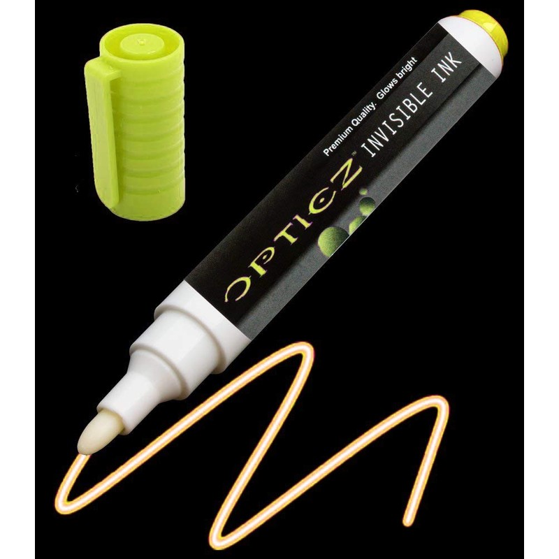 Opticz UV Blacklight Reactive Large Tip Invisible Ink Marker, Yellow