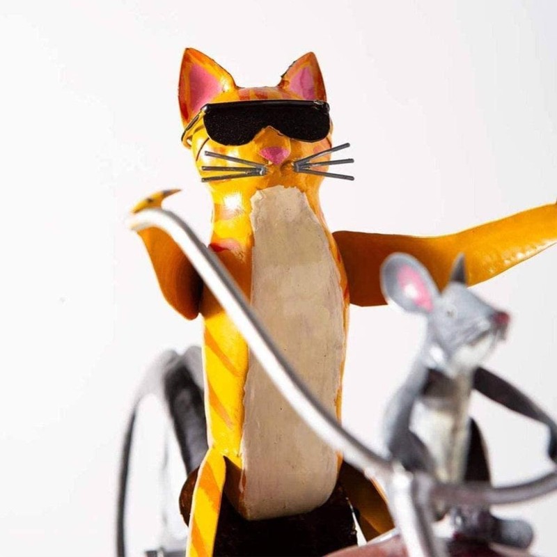 Metal Windmill Handmade Bike Frog Cat Bunny Mantis Sculpture for