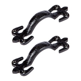 Hammer and Tongs Rustic Fleur De Lis Door Handles - H105mm - Pack of 2 - Black Vintage Cabinet Pull Handles Drawer Handle for Kitchen Cabinets, Cupboards
