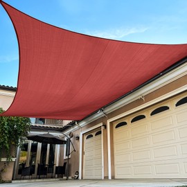 Rectangle Sun Shade Sail Canopy, 20' x 26' Patio Shade Cloth Outdoor Cover - Sunshade Fabric Awning Shelter for Pergola Backyard Garden Carport (Red)