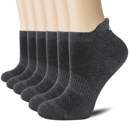 CS CELERSPORT Ankle Athletic Running Socks Low Cut Sport Tab Sock for Men and Women (6 Pairs), Large, Dark Grey