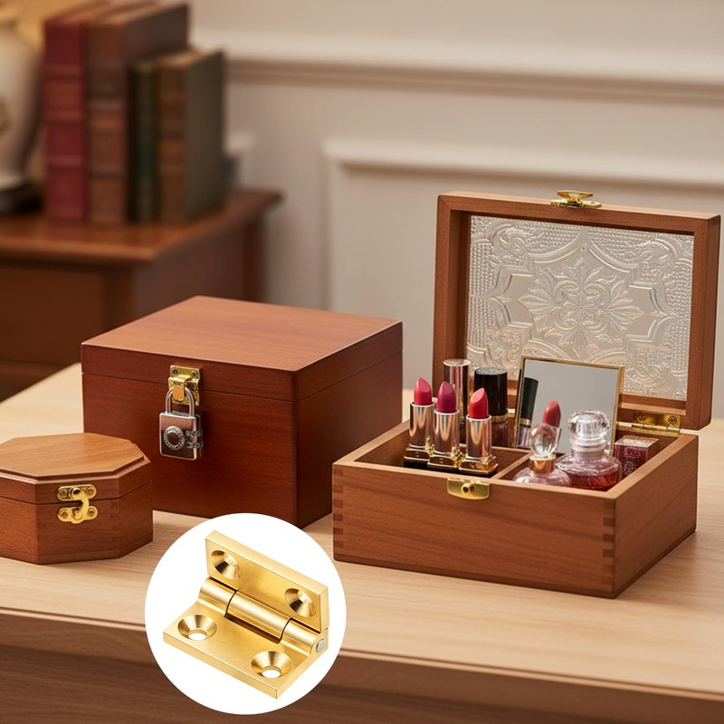 2Pcs Mini Solid Brass Hinges 90 Degree Jewelry Box Hinges