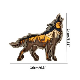 alblinsy Forest Animal Desk Art Decor Wooden Farmhouse Table Decoration, Cabin Decor, Nursery Decor Mountain Decor for Bedroom Living Room(Wolf)