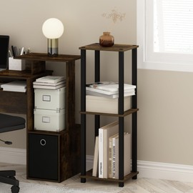 Furinno Simplistic End Table, 2-Pack, Amber Pine/Black