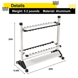 Jorazor Fishing Rod Holders,Fishing Pole Holders,Fishing Rod Rack,24 Slots to Hold Rods & Reel Combo,Lightweight Aluminum Vertical Fish Pole Garage Storage Ground Display Stand (White)