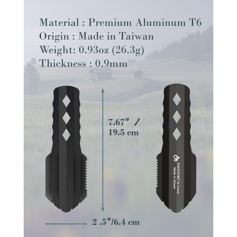 Ultralight Backpacking Trowel Aluminum Shovel Small Potty Multitool with Longer