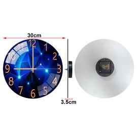 ALEENFOON Glass Wall Clock 12 Inch Silent Non Ticking Decorative Round Wall Clocks for Kitchen Living Room Bedroom Hallway Office (Starry Blue)