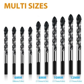 Unbranded 10Pcs Carbide Tungsten Drill Bit Set for Ceramic Tile Concrete Glass Wood Marble