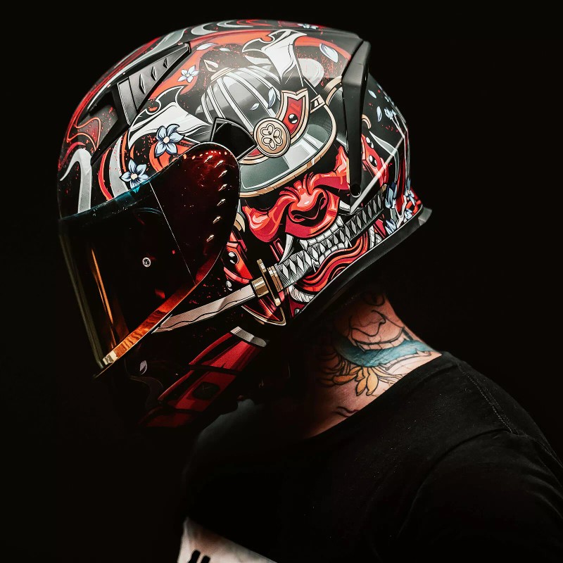 ILM Armor Red Full Face Motorcycle Helmets Mirrored&Clear Visors 2