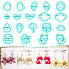 TAINSKY Fall Polymer Clay Cutters, Autumn Clay Cutters for Polymer Clay Jewelry, Fall Polymer Clay Earring Cutters, 19 Shapes Polymer Clay Cutters for Earrings Making, Leaf Polymer Clay Cutter