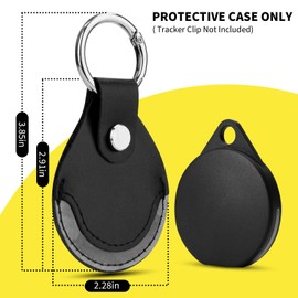 CaSZLUTION for Pebblebee Clip Universal Case - Microfiber PU Leather Protective Case with Key Ring Compatible with Pebblebee Android iOS Clip Rechargeable Mini Item Tracker (1 Pack, Case Only) Black