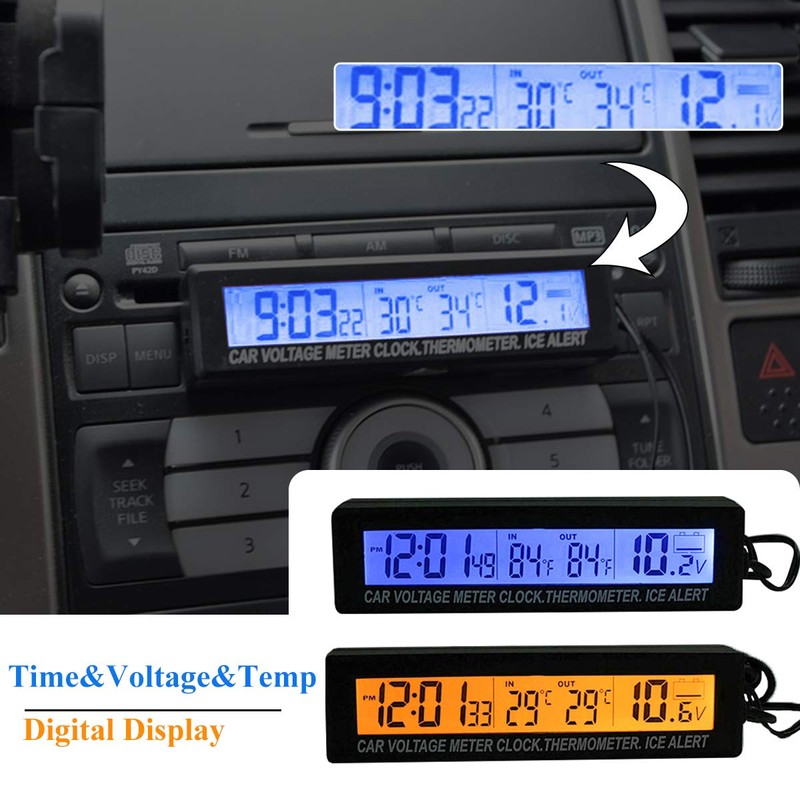 Riloer Universal Auto Dashboard Digital Clocks with Blacklight and LCD